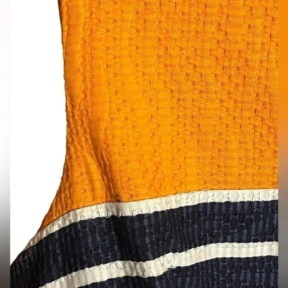 Just Taylor Striped Navy Blue Colorblock Full Skirt Dress - Picture 2 of 7